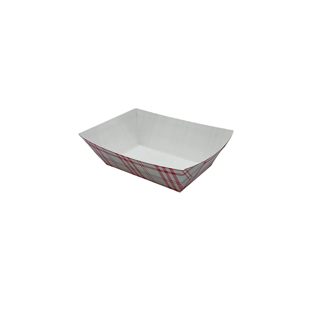 1LB RED PLAID FOOD TRAY 4/250CT